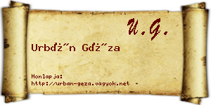 Urbán Géza névjegykártya