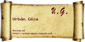 Urbán Géza névjegykártya